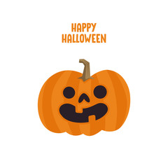 Cute pumpkin illustration. Halloween funny character. Flat vector.