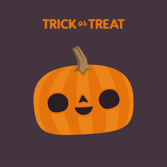 Cute pumpkin illustration. Halloween funny character. Flat vector.