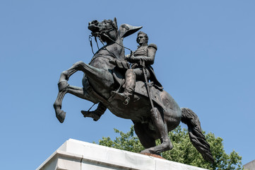 Fototapeta na wymiar Equestrian statue of United States President Andrew Jackson.