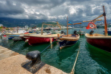 Budva city, Montenegro, marina harbor