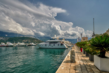 Obraz premium Budva city, Montenegro, marina harbor