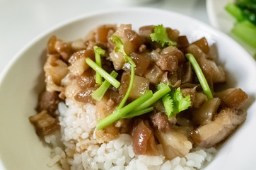 Chinese braised pork on rice