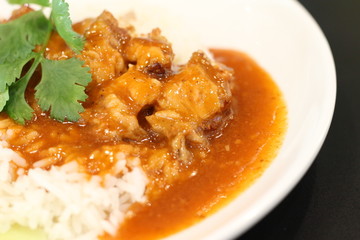 crispy pork rice with rice , delicious of Thai food