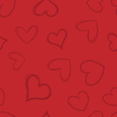 Heart doodles seamless pattern. Love hearts texture background.