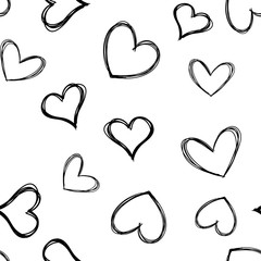 Heart doodles seamless pattern. Love hearts texture background.