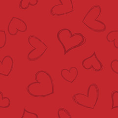 Heart doodles seamless pattern. Love hearts texture background.