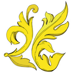 Obraz na płótnie Canvas Vector Golden monogram floral ornament. Black and white engraved ink art. Isolated ornaments illustration element.
