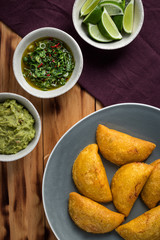 Golden brown Turnovers (Empanadas) with Meat Filling