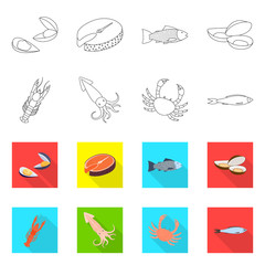 Vector illustration of fresh and restaurant logo. Set of fresh and marine stock vector illustration.