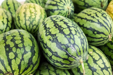 watermelon stacked on the marketplace