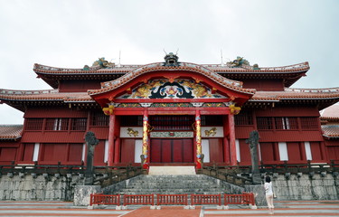 Shuri Castle in Okinawa, Seiden building, Japan. This historical building is one of the main tourist attraction of the island