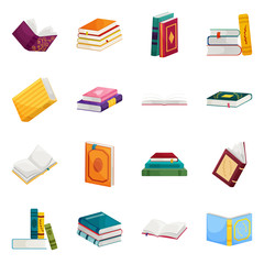 Isolated object of library and bookstore icon. Set of library and literature stock vector illustration.