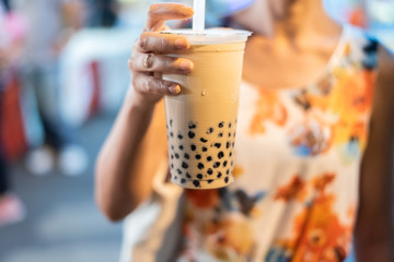 taiwanese bubble milk tea at night marketplace