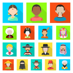 Vector illustration of nation and race symbol. Set of nation and user vector icon for stock.