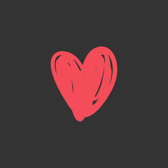 Heart doodle, hand drawn symbol of love.