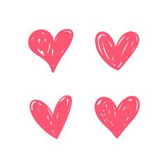Heart doodles. Love symbol. Hand drawn collection of heart illustrations.