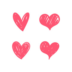 Heart doodles. Love symbol. Hand drawn collection of heart illustrations.