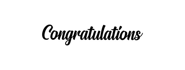 Congratulations handwritten text, vector congrats typographic sign.