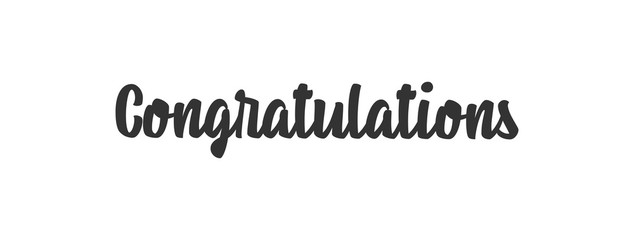Congratulations handwritten text, vector congrats typographic sign.
