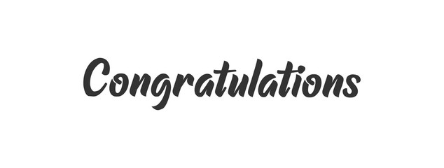 Congratulations handwritten text, vector congrats typographic sign.