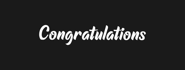 Congratulations handwritten text, vector congrats typographic sign.