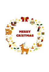 クリスマスと動物のイラスト素材　1