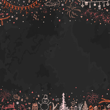 Hand drawn christmas background. Abstract chalkboard. Sketchy xmas background with holiday elements. Design for your business