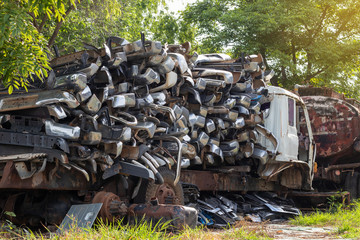 Many stacks of bumper steel.