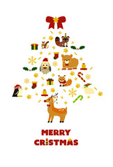 クリスマスと動物のイラスト　3