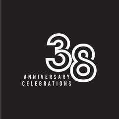 Fototapeta na wymiar 38 Years Anniversary Celebration Vector Template Design Illustration