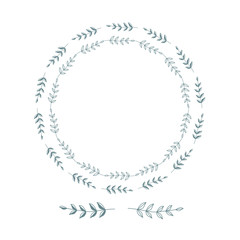 Vector floral frame. Round hand drawn floral frames on white background. Design elements for wedding cards, prints, greeting cards