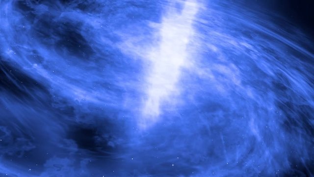 Zoom out. The flight of the camera's removal from the center of the galaxy. Impressive structure of the spiral purple galaxy. 4k 3d rendering footage. 
