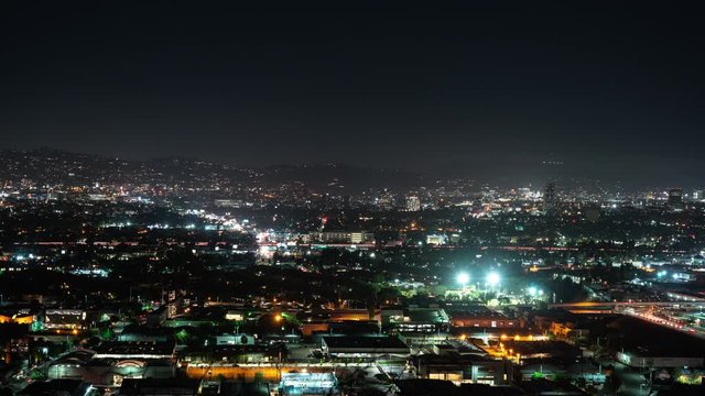 Los Angeles And Hollywood From Baldwin Hills Night Time Lapse