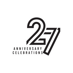 27 Years Anniversary Celebration Vector Template Design Illustration - obrazy, fototapety, plakaty