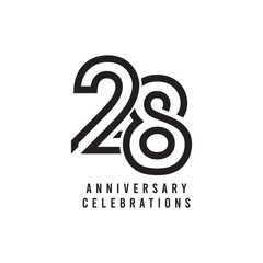 28 Years Anniversary Celebration Vector Template Design Illustration - obrazy, fototapety, plakaty