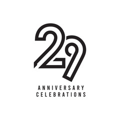 29 Years Anniversary Celebration Vector Template Design Illustration - obrazy, fototapety, plakaty