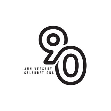 90 Years Anniversary Celebrations Vector Template Design Illustration