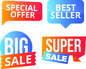 set of sale labels and banners