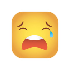 square emoticon sad face character icon