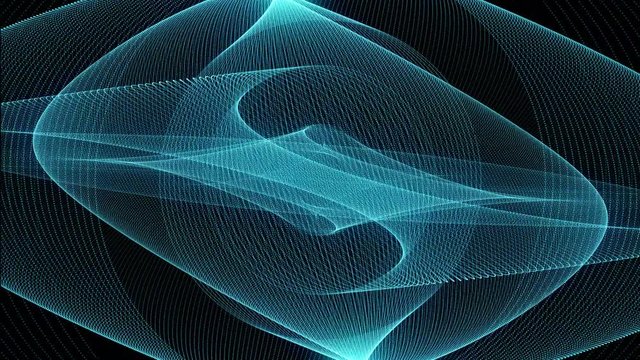 Slowly evolving Lissajous curve created from parametric equation appears and fades to black
