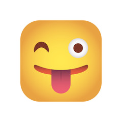 square emoticon crazy face character icon