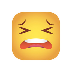 square emoticon sad face character icon