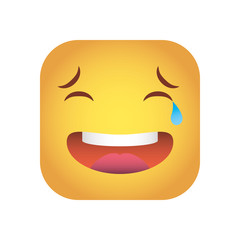 square emoticon happy face character icon