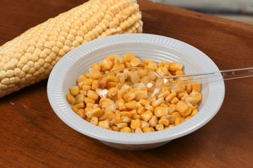 plate with corn cooked