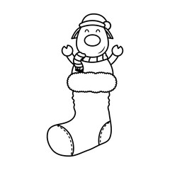 merry christmas cute reindeer in sock