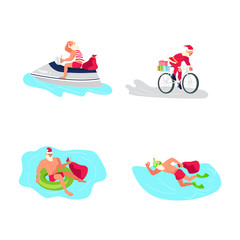 Fototapeta premium Set of Young sporty Santa Claus