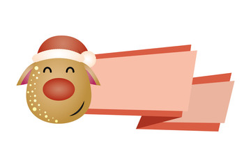 merry christmas cute reindeer with ribbon frame