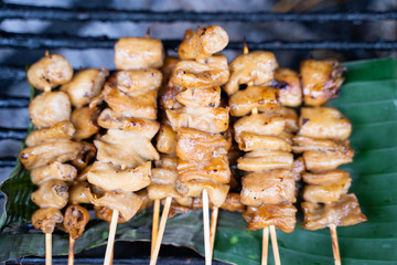 grilled intestine pork local food at Chiang Mai