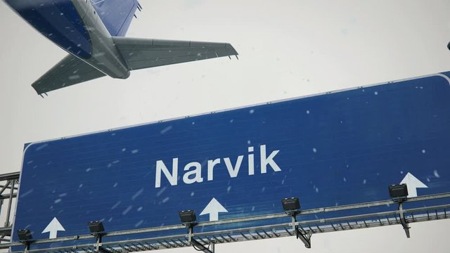 Airplane Takeoff Narvik in Christmas