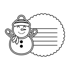 merry christmas cute snowman with circular lace character